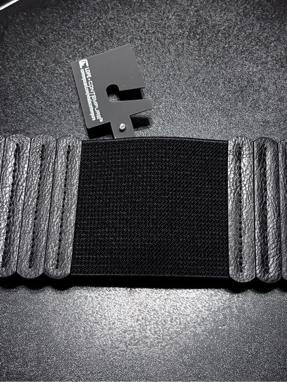 Lane Bryant Black Elastic Belt with Gold‎ Buckle Accordion Stretch Belt READ